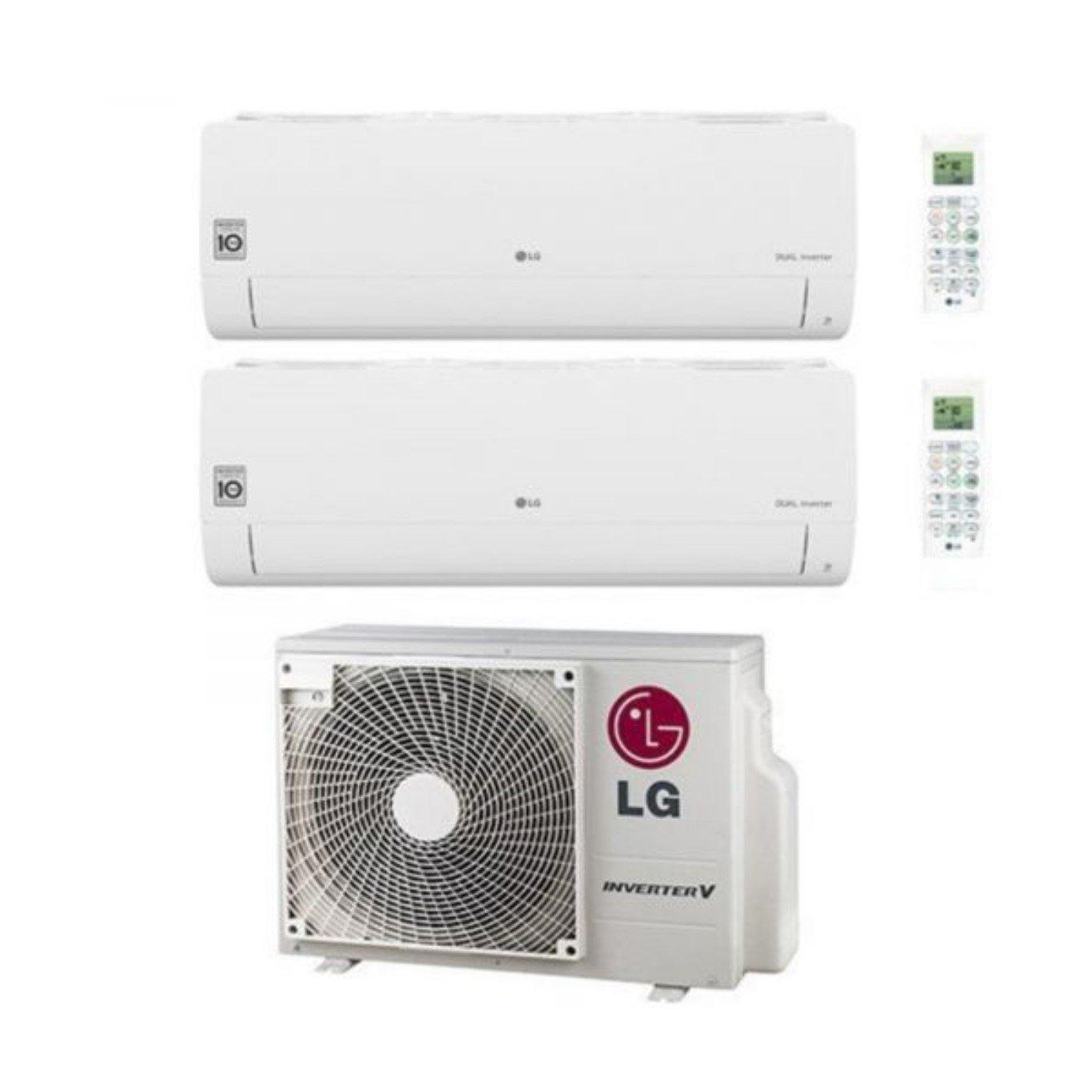 climatizzatore dual split LG con unitu00e0 esterna e due unitu00e0 interne controllo wi-fi